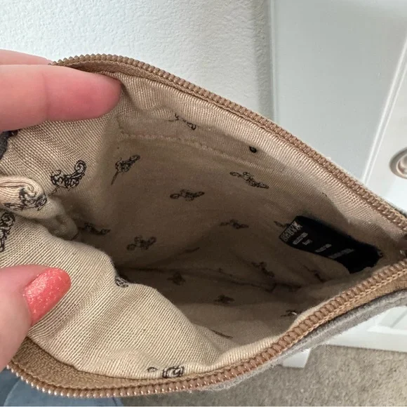 Vintage Addiction Gray Crossbody Purse Bag Canvas 100% Cotton Crochet Patch - Picture 8 of 14